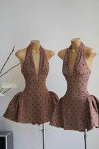 Flowering Girl Women Tiffany Plunge Dot Mini Dress