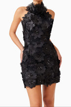 Cherry Blossom Mini Dress in Black