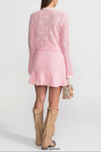 joanna Knit Co-ord Set With Pearl & Bow Detailing – Pink