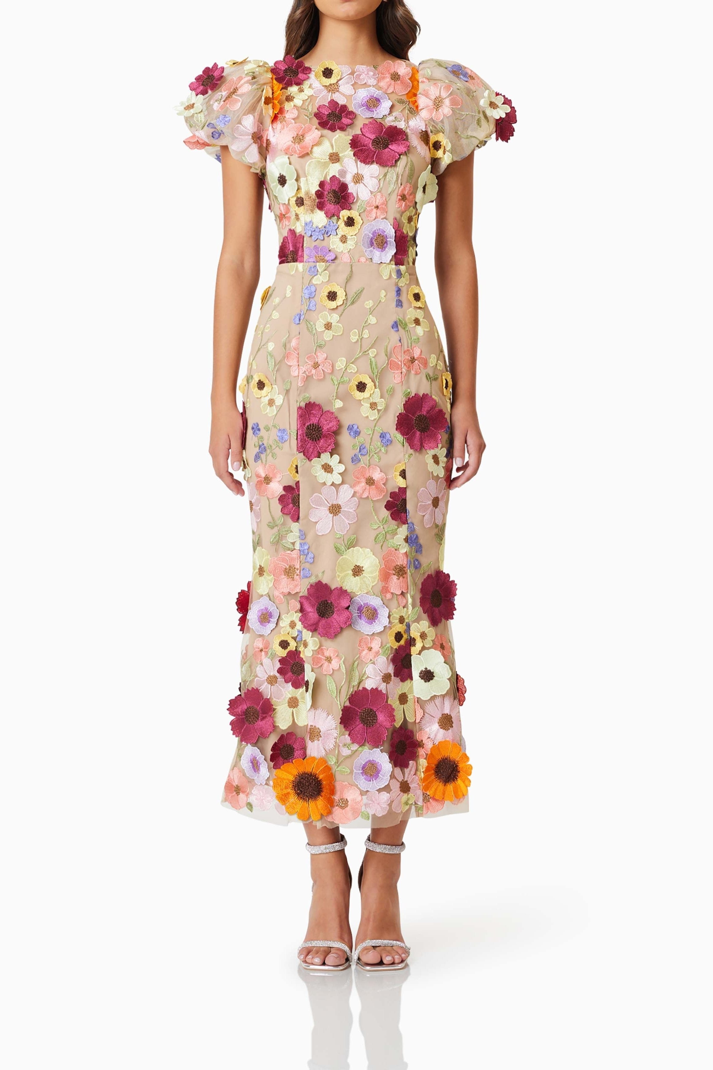 Flowering Girl Women Astraea 3D Lace Maxi Dress In Pink