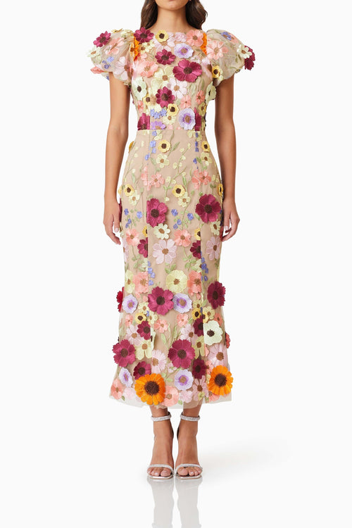 Flowering Girl Women Astraea 3D Lace Maxi Dress In Pink