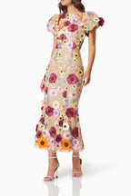 Flowering Girl Women Astraea 3D Lace Maxi Dress In Pink
