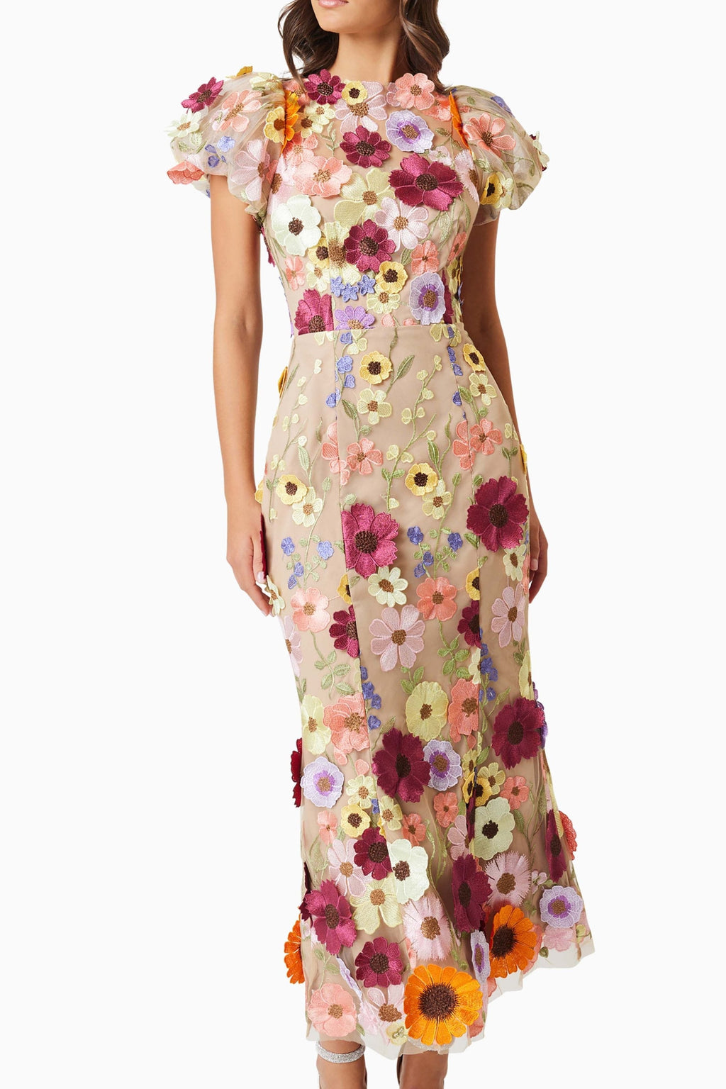 Flowering Girl Women Astraea 3D Lace Maxi Dress In Pink