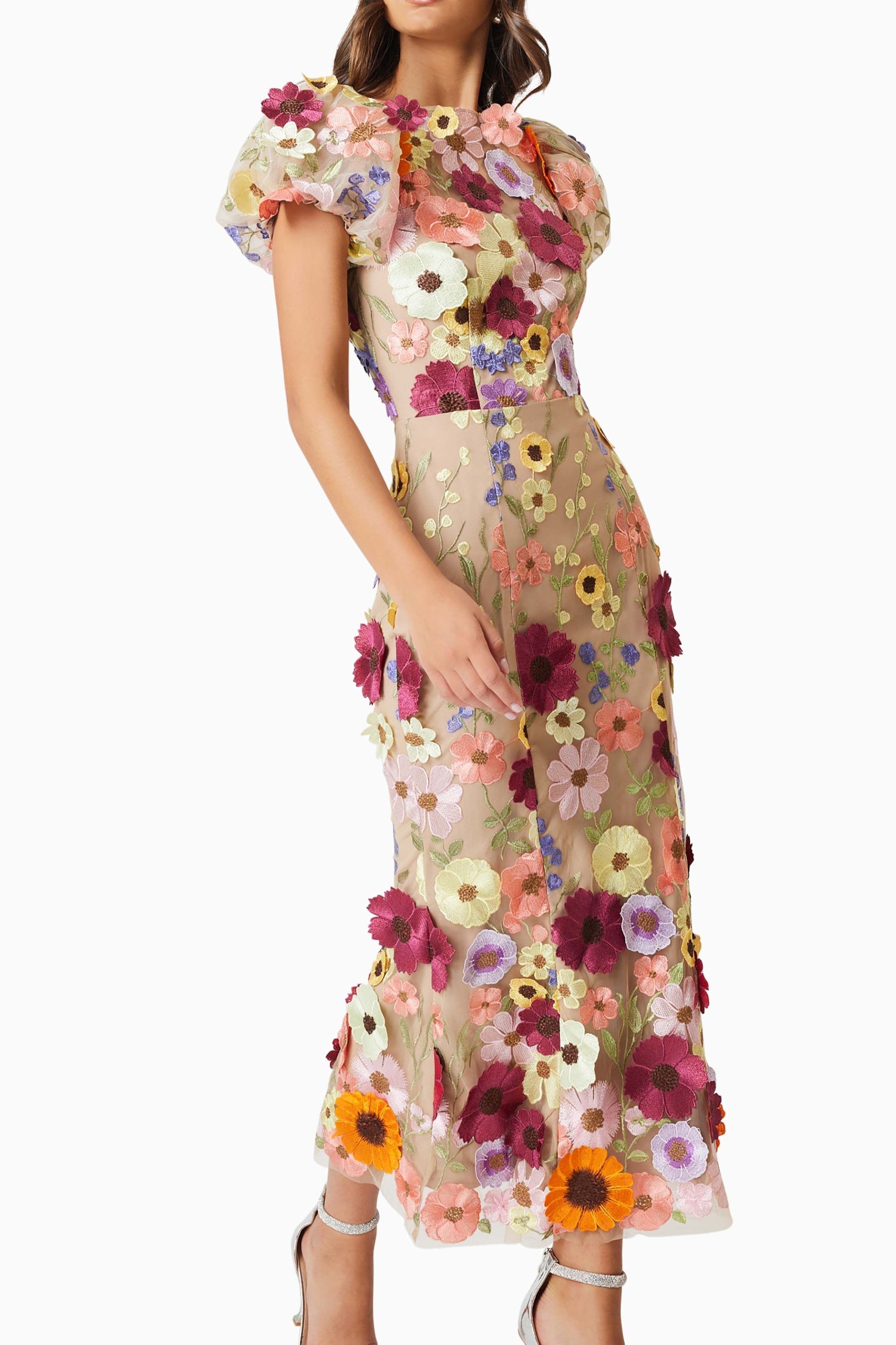 Flowering Girl Women Astraea 3D Lace Maxi Dress In Pink