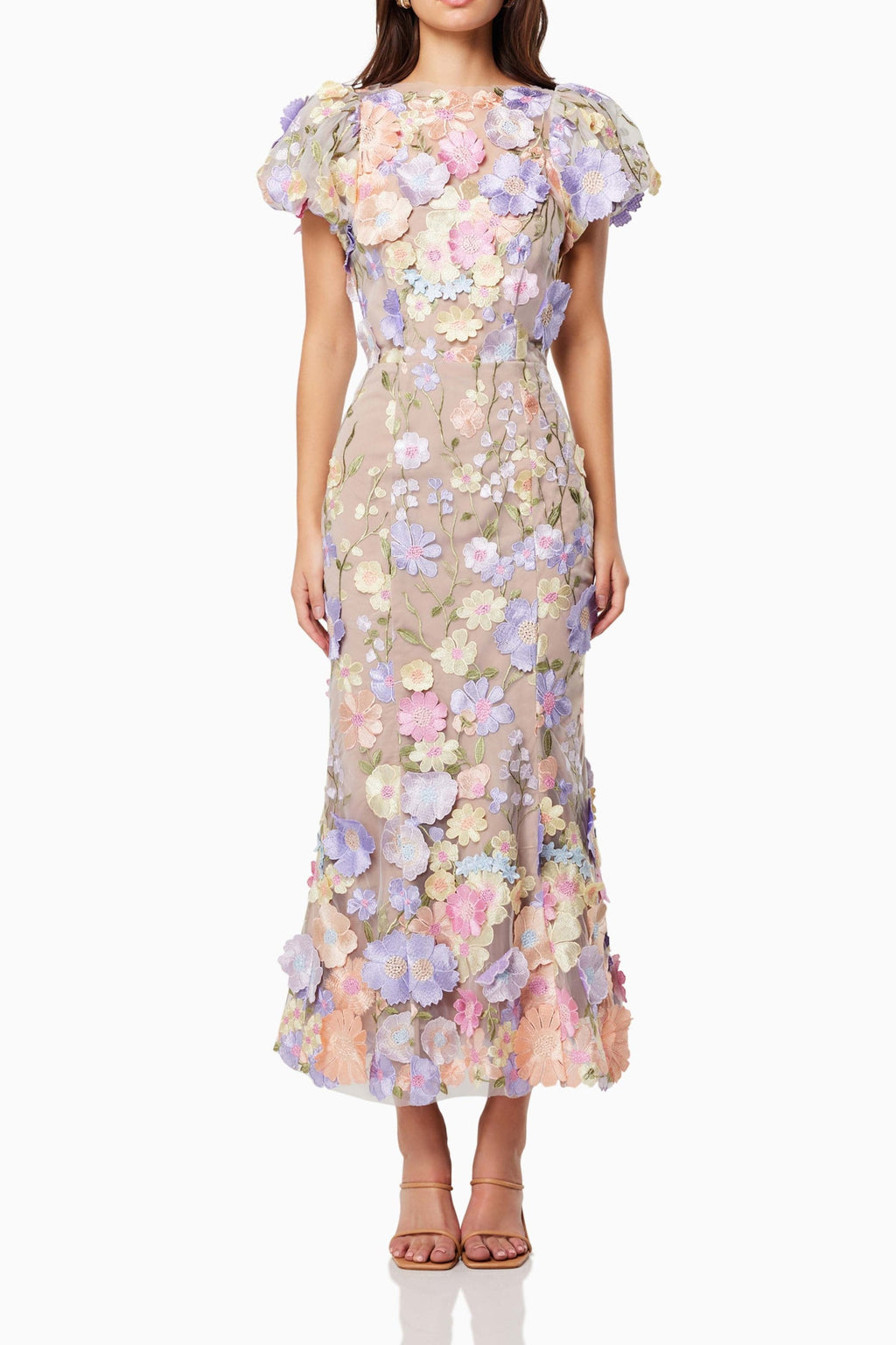 Flowering Girl Women Astraea 3D Lace Maxi Dress In Purple