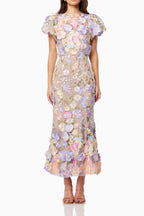 Flowering Girl Women Astraea 3D Lace Maxi Dress In Purple