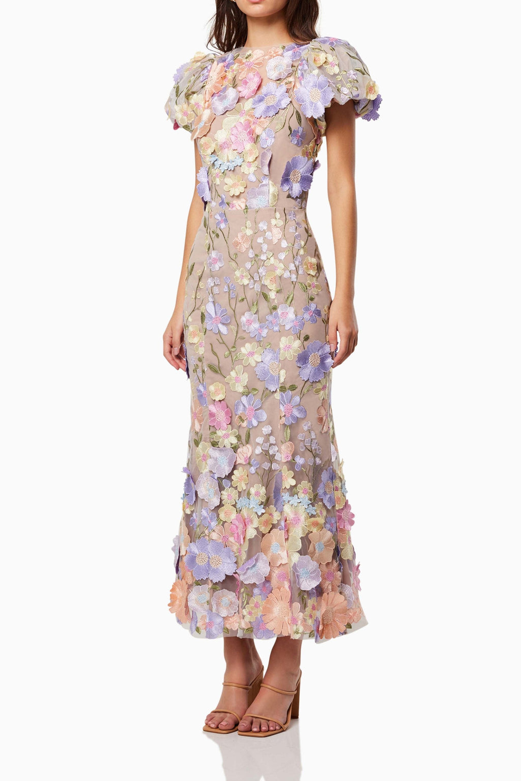 Flowering Girl Women Astraea 3D Lace Maxi Dress In Purple