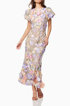 Flowering Girl Women Astraea 3D Lace Maxi Dress In Purple