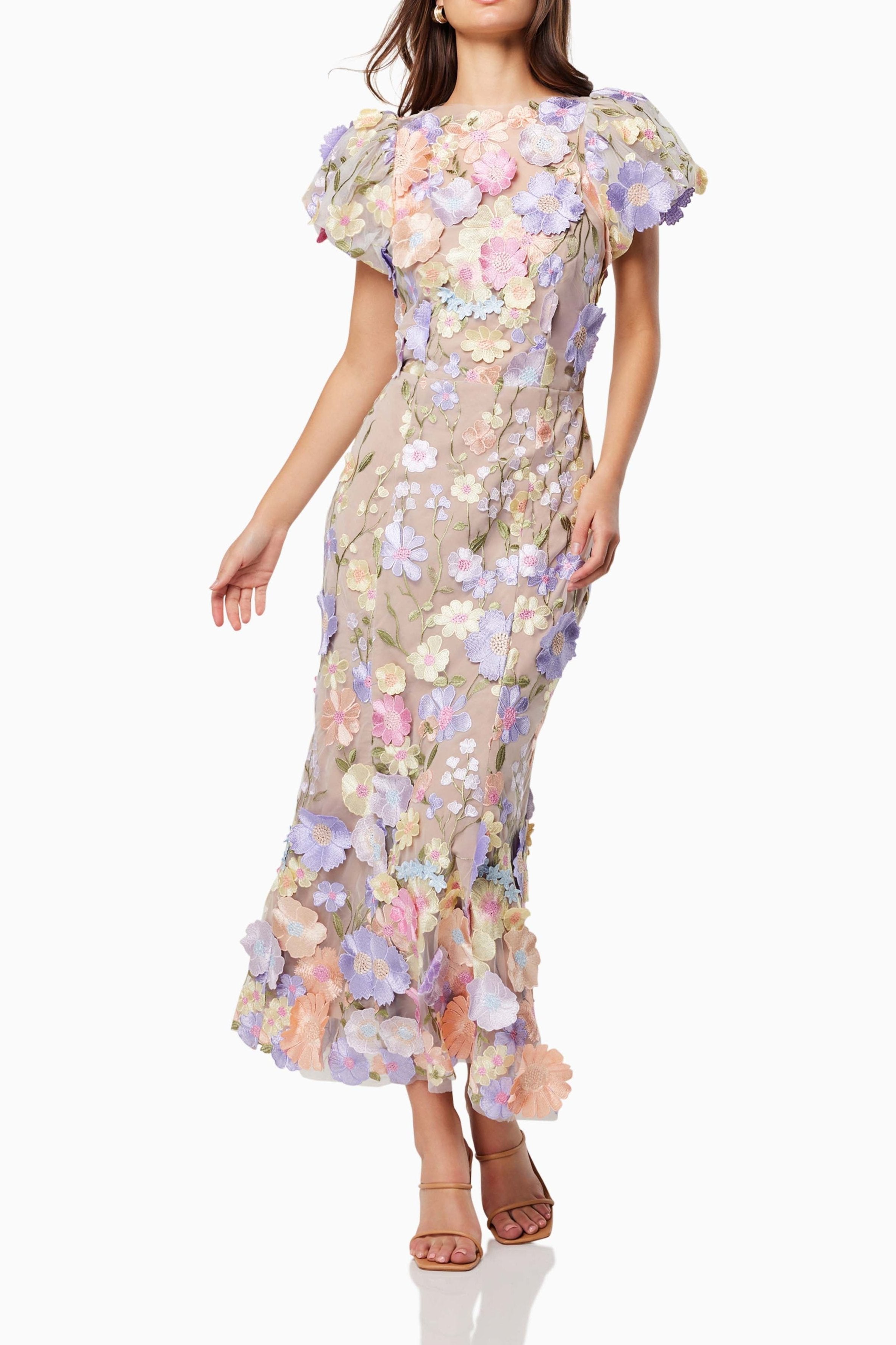 Flowering Girl Women Astraea 3D Lace Maxi Dress In Purple