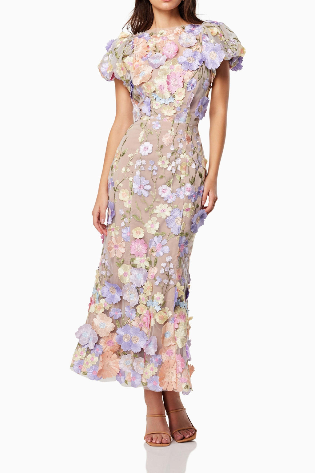 Flowering Girl Women Astraea 3D Lace Maxi Dress In Purple