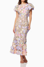 Flowering Girl Women Astraea 3D Lace Maxi Dress In Purple