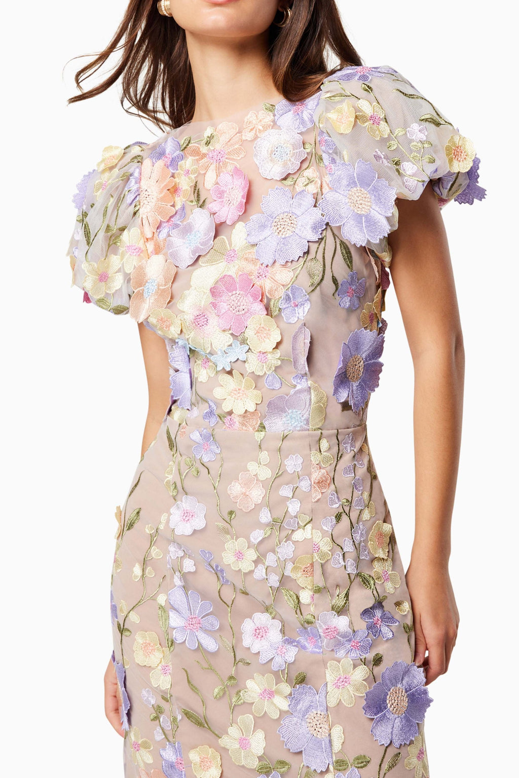 Flowering Girl Women Astraea 3D Lace Maxi Dress In Purple