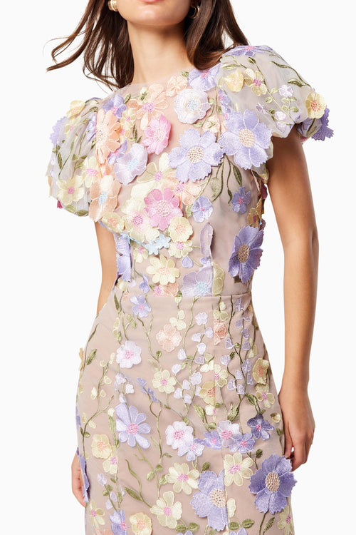 Flowering Girl Women Astraea 3D Lace Maxi Dress In Purple