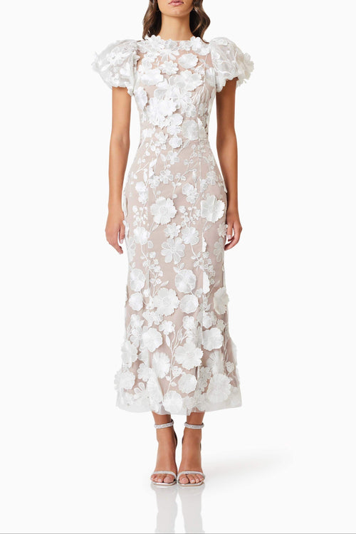 Flowering Girl Women Astraea 3D Lace Maxi Dress In White
