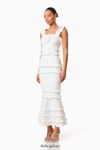 Flowering Girl Women josephine Frill Maxi Dress in White