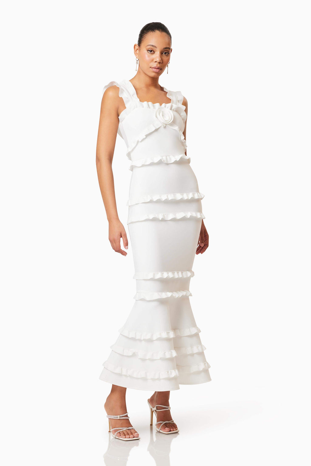Flowering Girl Women josephine Frill Maxi Dress in White