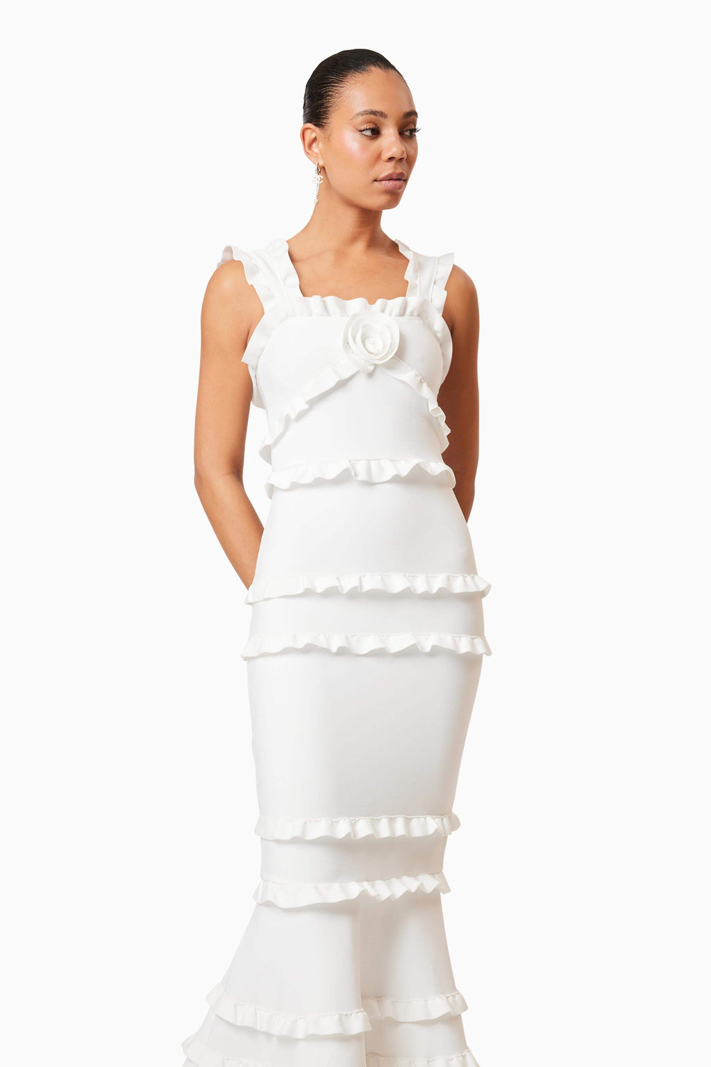 Flowering Girl Women josephine Frill Maxi Dress in White
