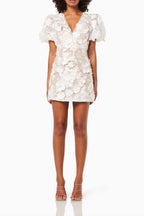 Zayla 3D Floral Mini Dress In White