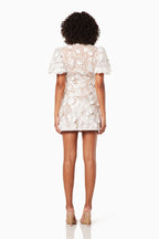 Zayla 3D Floral Mini Dress In White