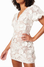 Zayla 3D Floral Mini Dress In White