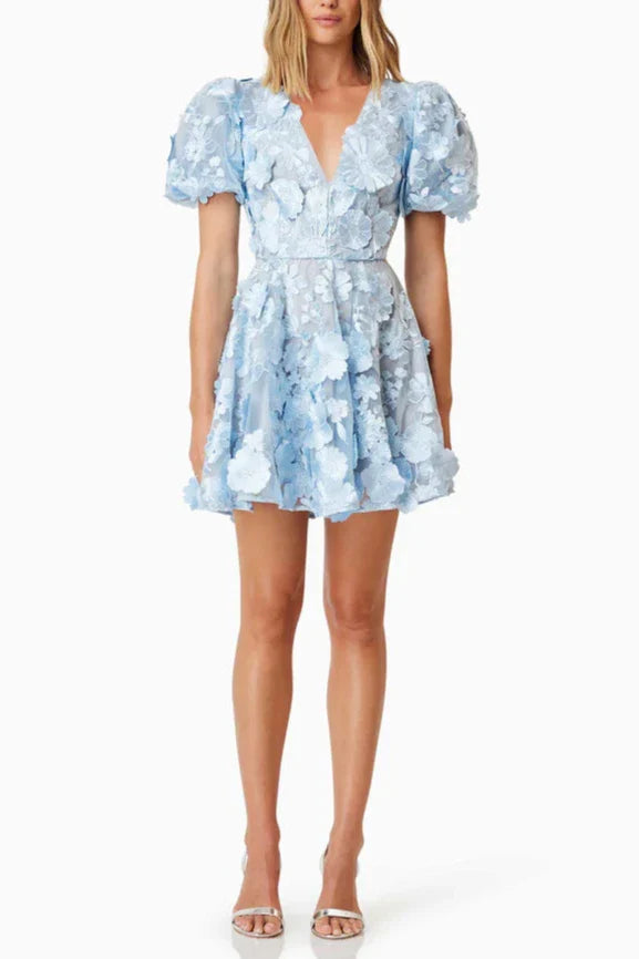 Flowering Girl Women Chayan Flower Embroidery Mini Dress