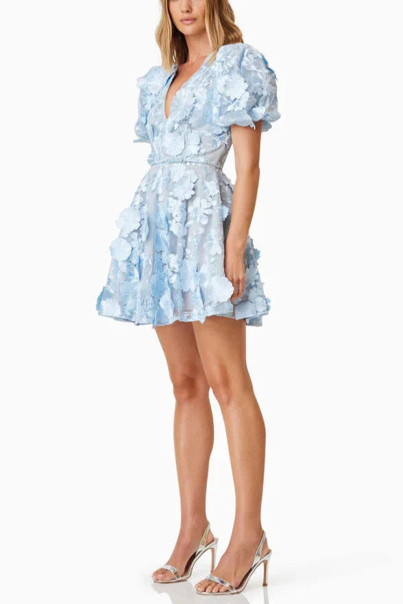 Flowering Girl Women Chayan Flower Embroidery Mini Dress