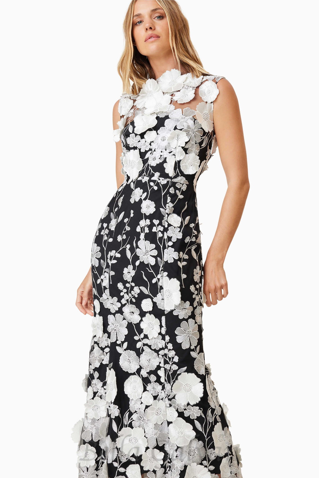 Flowering Girl Women Selene Cocktail Midi Dress in Black