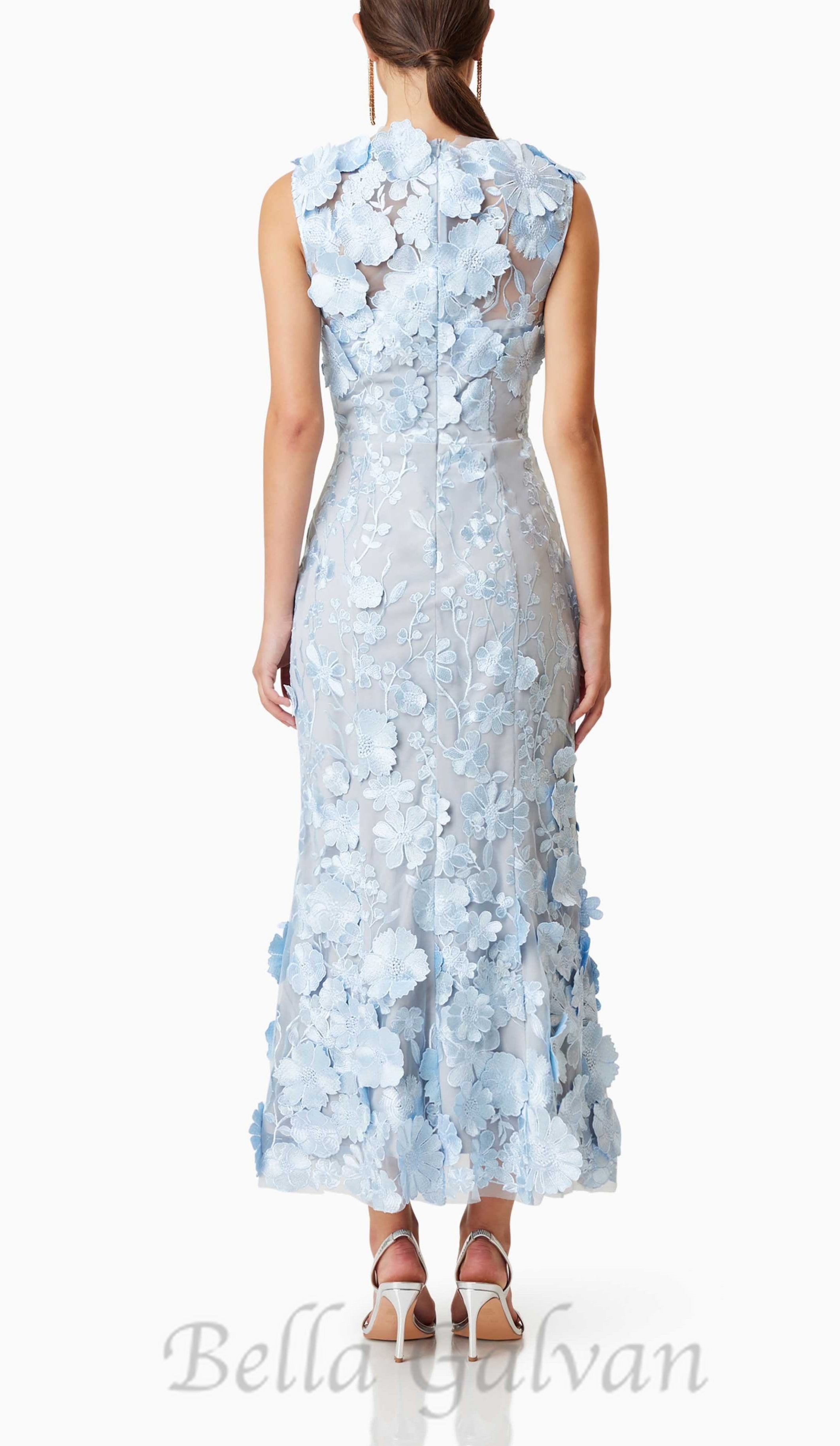 Flowering Girl Women Selene Cocktail Midi Dress in Blue