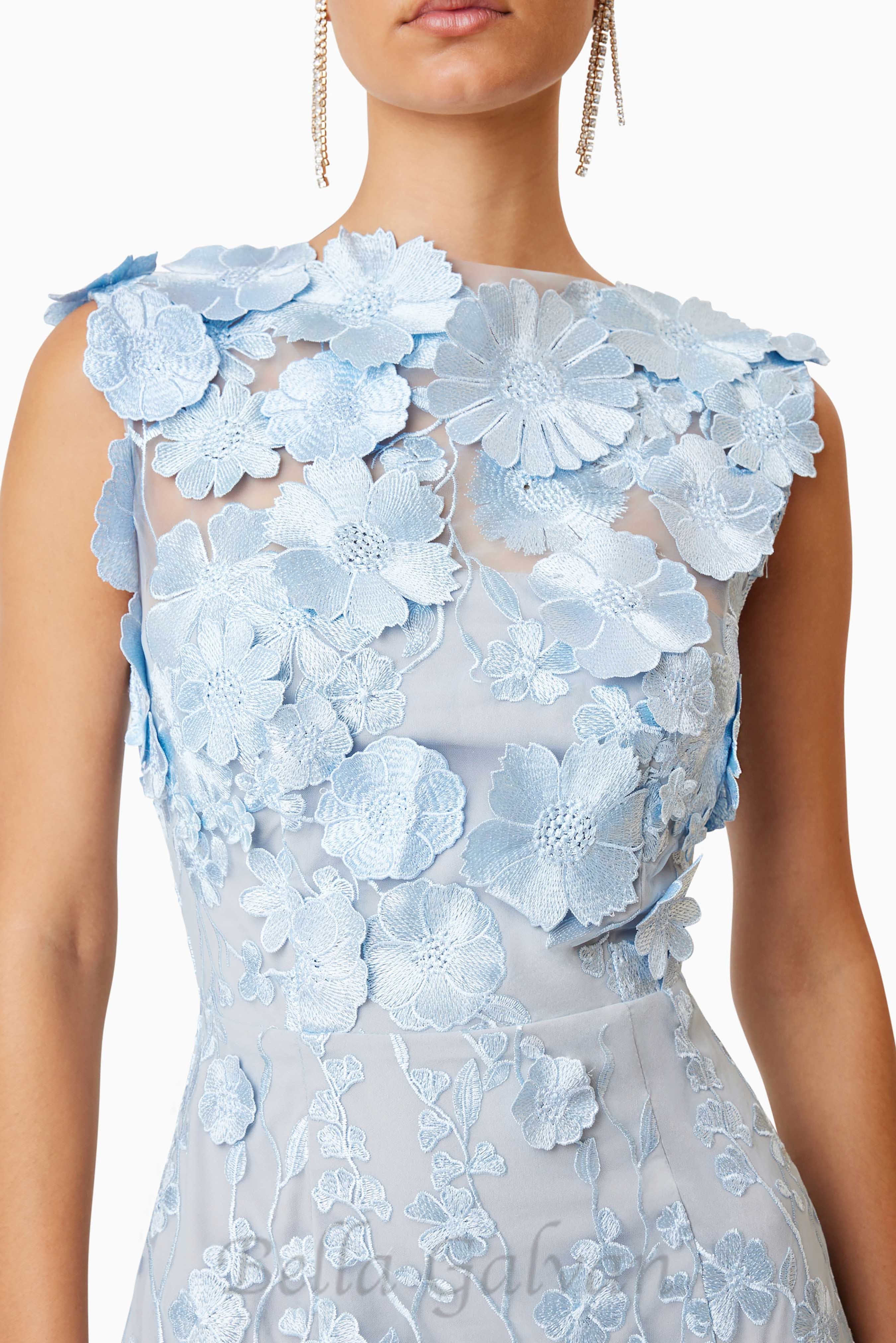 Flowering Girl Women Selene Cocktail Midi Dress in Blue