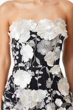 Flowering Girl Women Selene 3D flower Tiered Maxi Dress In Black