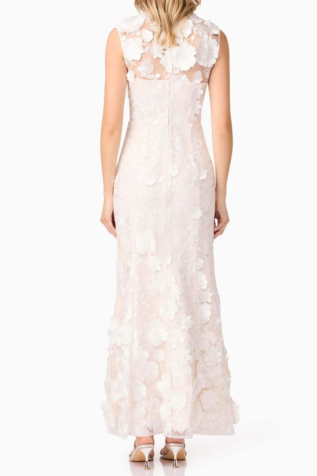 Yvette 3D flower embroidery Gown in White