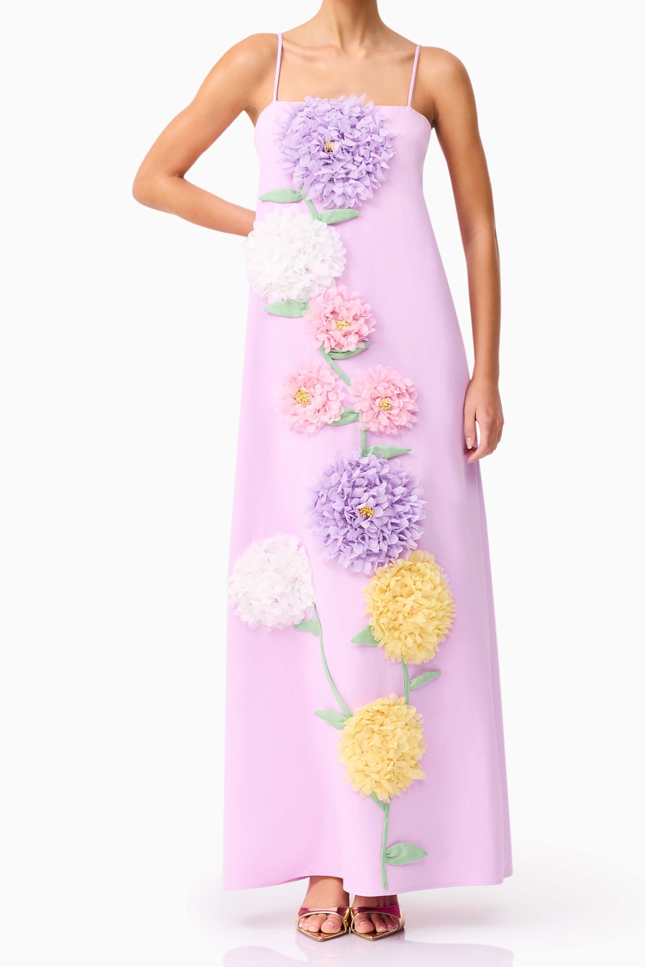 Flowering Girl Women Kristin Buttercup Embroidered Maxi Dress In Purple
