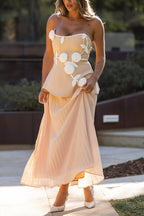 mignon apricot Floral strapless Maxi Dress