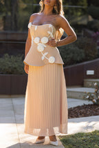 mignon apricot Floral strapless Maxi Dress