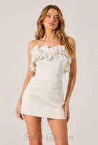 Flowering Girl Women sylvia ruffle strapless top in white