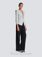 Flowering Girl Women Alphabet pattern white jacket with single button