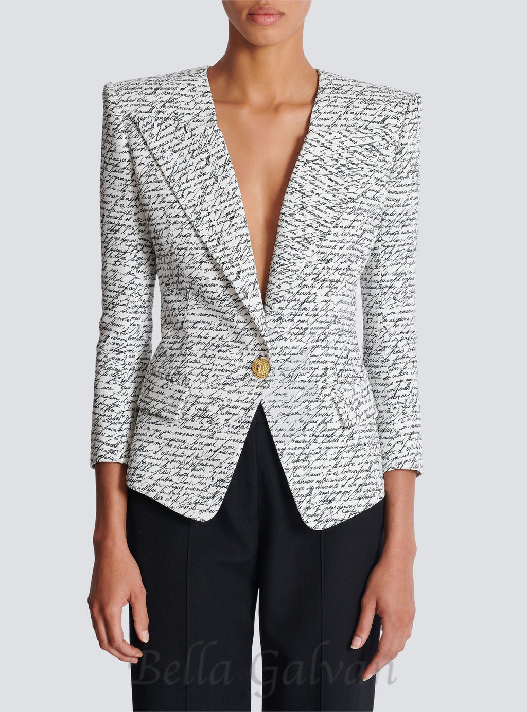 Flowering Girl Women Alphabet pattern white jacket with single button
