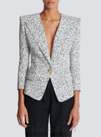 Flowering Girl Women Alphabet pattern white jacket with single button