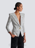 Flowering Girl Women Alphabet pattern white jacket with single button