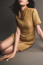 Flowering Girl Women Elborno Gold Embellished Mini Dress