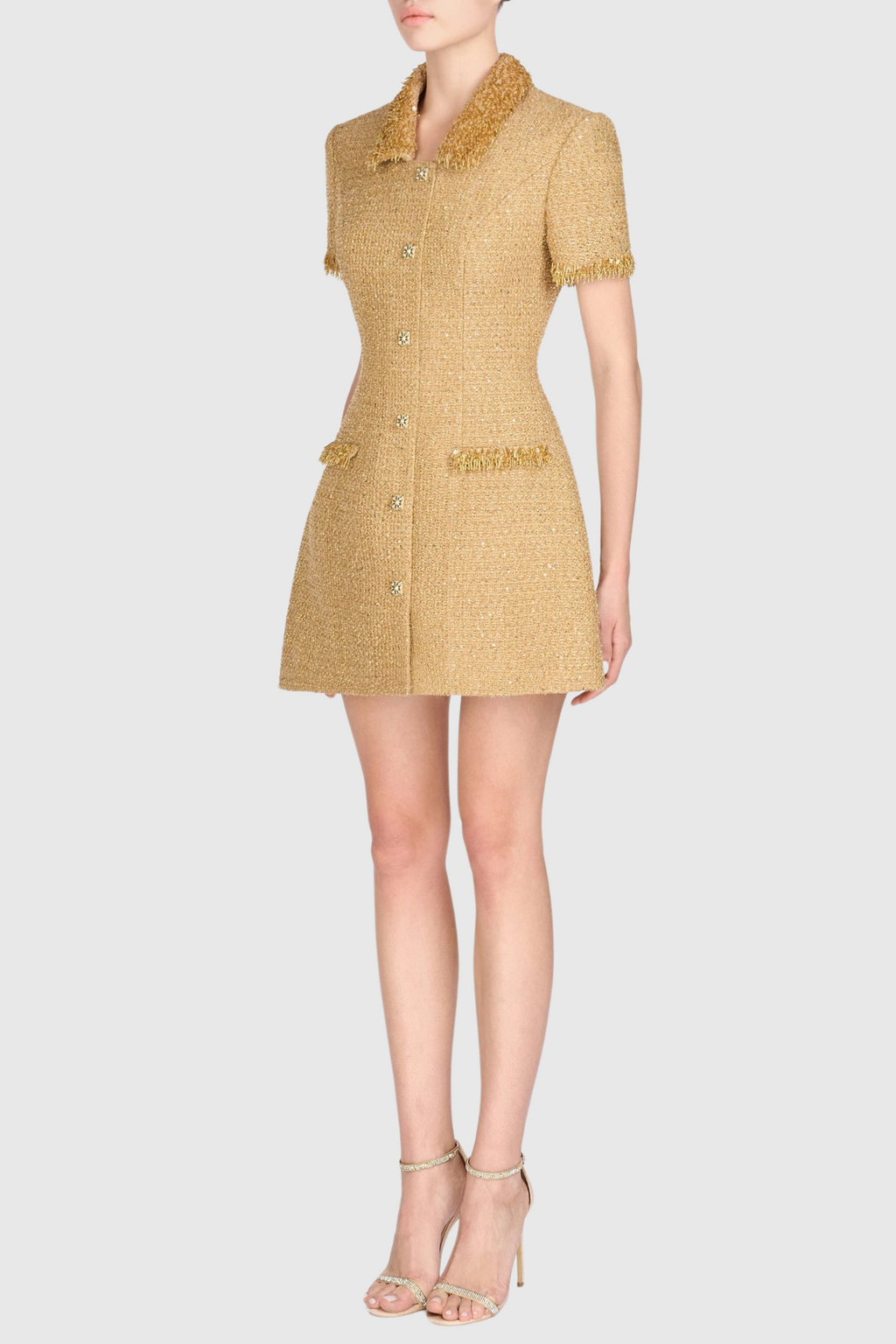 Flowering Girl Women Elborno Gold Embellished Mini Dress