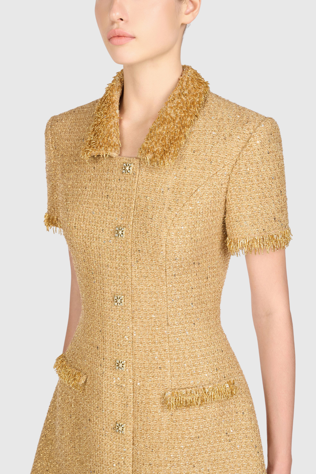 Flowering Girl Women Elborno Gold Embellished Mini Dress