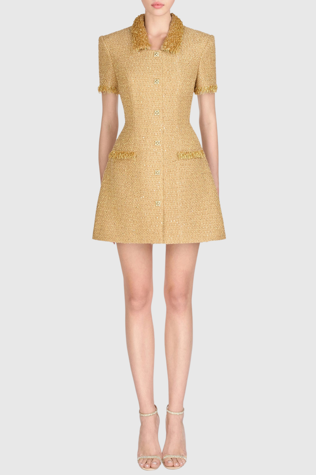 Flowering Girl Women Elborno Gold Embellished Mini Dress