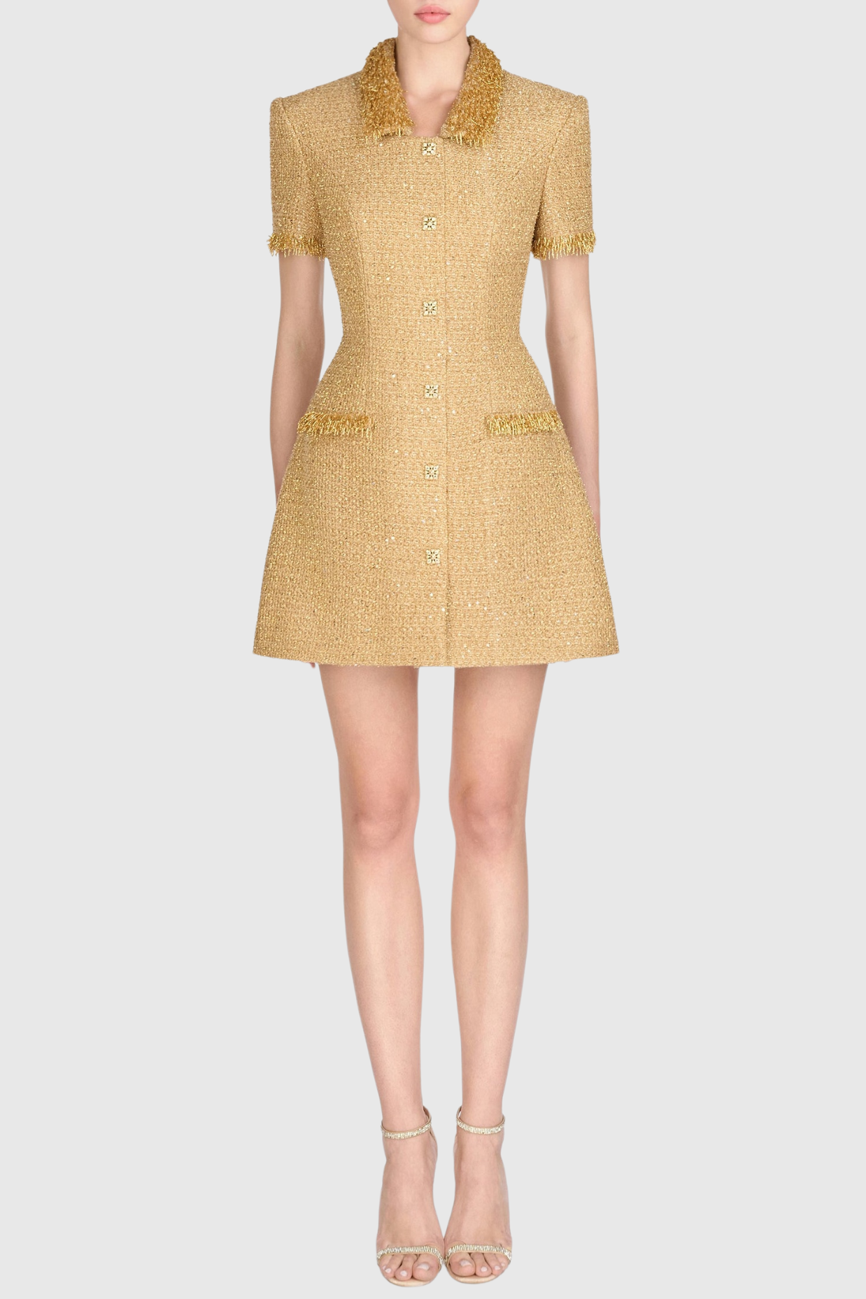 Flowering Girl Women Elborno Gold Embellished Mini Dress