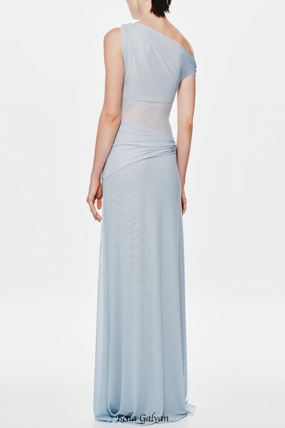 Edina Off Shoulder Twist Maxi Dress - Blue