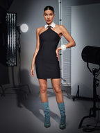 Flowering Girl Women Edina Folded Collar Backless Bandage Dress