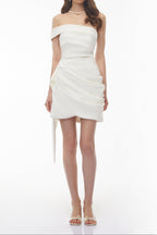 Flowering Girl Women Off Shoulder Draped Wrap Mini Dress