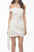 Flowering Girl Women Off Shoulder Draped Wrap Mini Dress