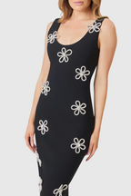 Flowering Girl Women Edmark Flower Crystal Embellished Midi Bandage Dress