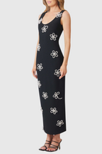 Flowering Girl Women Edmark Flower Crystal Embellished Midi Bandage Dress